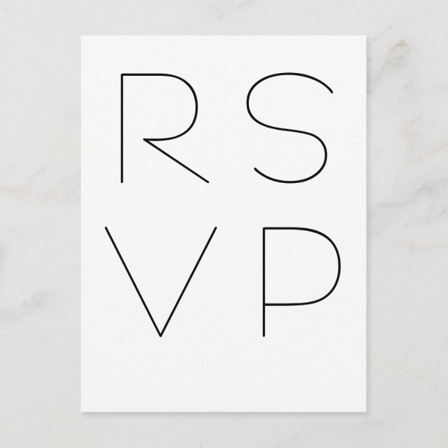 Cartões postais de tipografia moderna rsvp (Frente)