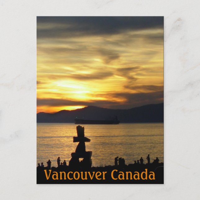 Cartões postais de Vancouver Souvenir Inukshuk Lan (Frente)