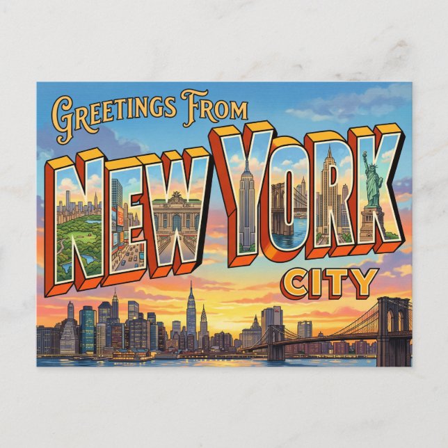 cartões postais de viagem da cidade de Nova York (Frente)