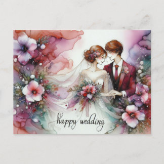 Cartões postais do dia de casamento feliz