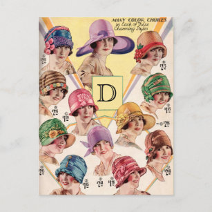 Cartões postais do Vintage Hats Personalizado Mono