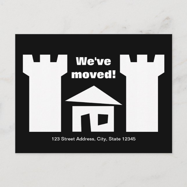 Cartões postais engraçados de mudança com casa e n (Frente)