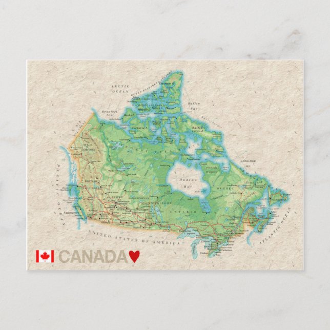 CARTÕES POSTAIS MAPA: Canadá (Frente)