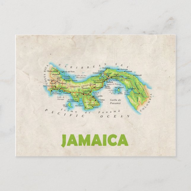CARTÕES POSTAIS MAPA: Jamaica (Frente)