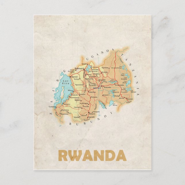 CARTÕES POSTAIS MAPA: Rwanda (Frente)