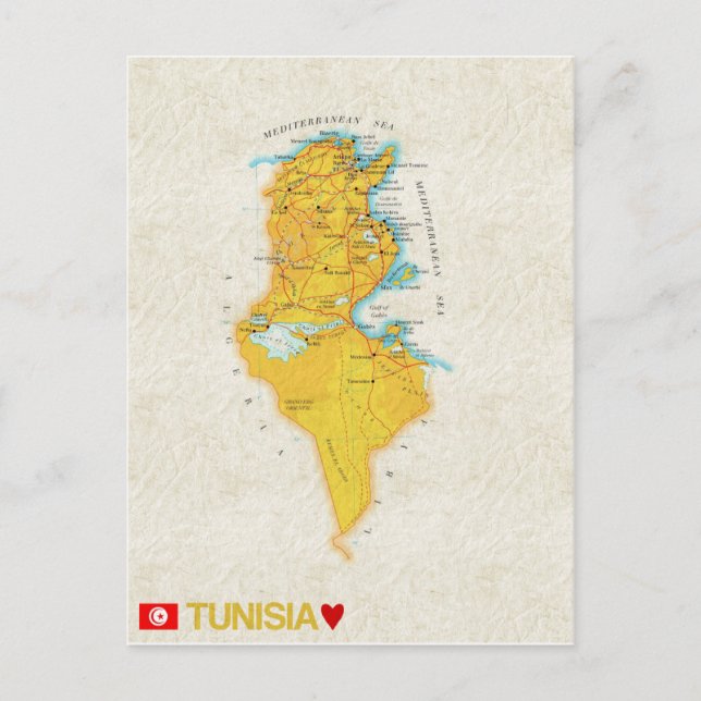 CARTÕES POSTAIS MAPA: Tunísia (Frente)