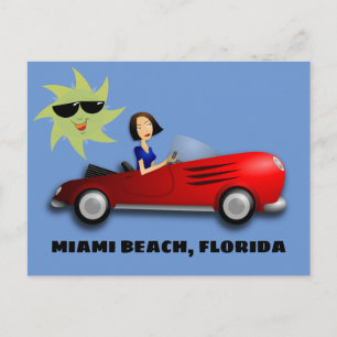 Cartões postais MIAMI BEACH, FLORIDA GAROTA NO CAR
