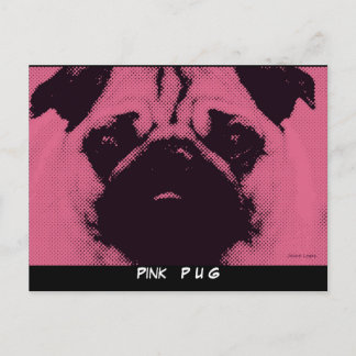 Cartões postais modelo, Pug cão rosa