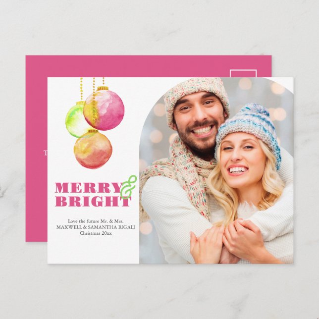 Cartões postais natalinos Feliz moderna e fotograf (Frente/Verso)