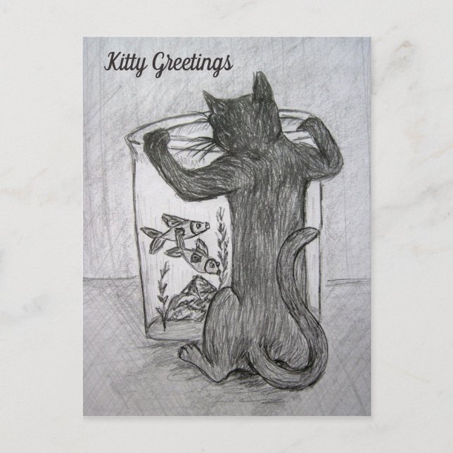 Cartões postais para gatos com saudação personaliz (Frente)