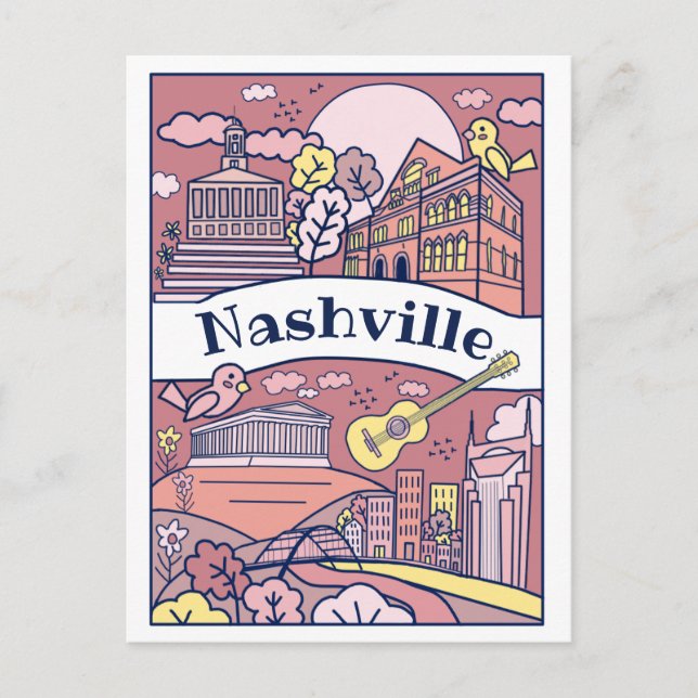 Cartões postais para marcas de Nashville - Rosa (Frente)