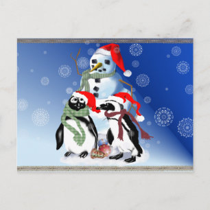 Cartões postais Penquin de Natal e Snowman