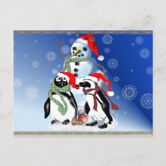 Cartões postais Penquin de Natal e Snowman