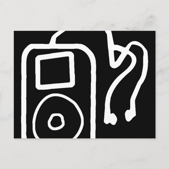 Cartões postais pretos iPod desenhados (Frente)