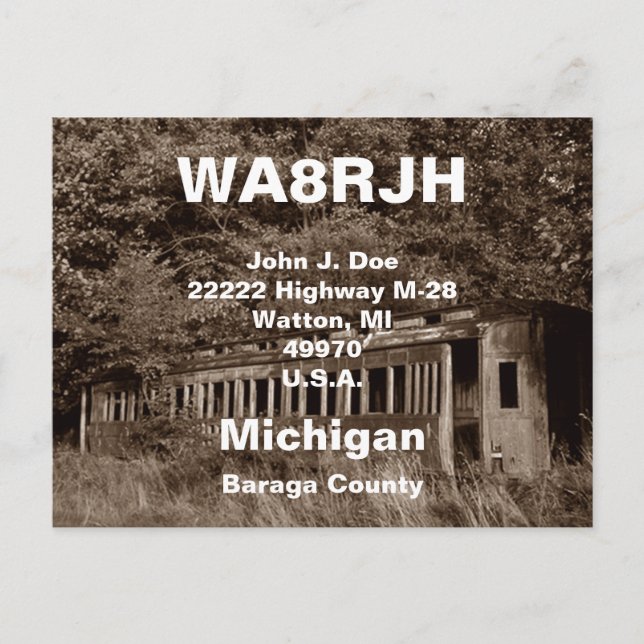 Cartões postais QSL HAM Rádio Ops Carro de Comboio (Frente)