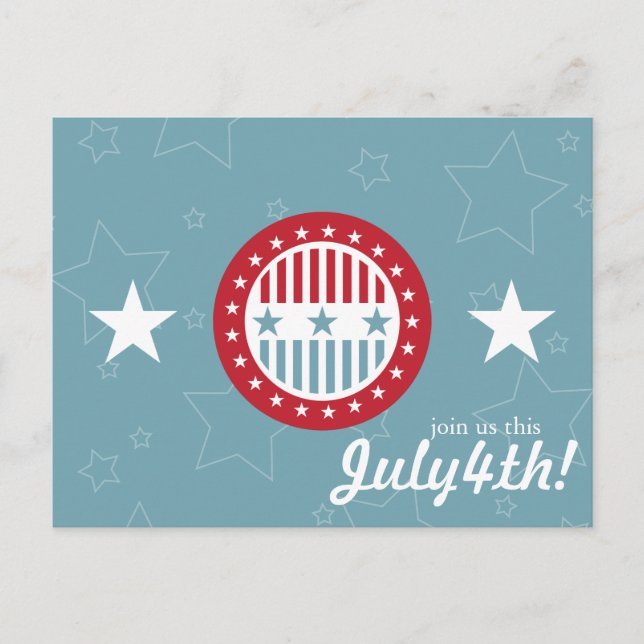 Cartões postais Red White e Blue Stars 4 de julho (Frente)