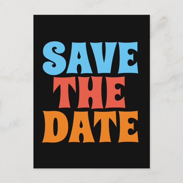 Cartões Postais RETRO GROOVY 1960 SAVE THE DATE (Frente)