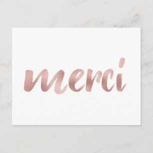 Cartões postais rosa-gold-merci, obrigado-te, font