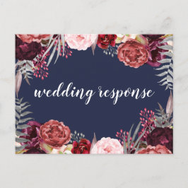 Cartões postais RSVP de Casamento de Peony de mari