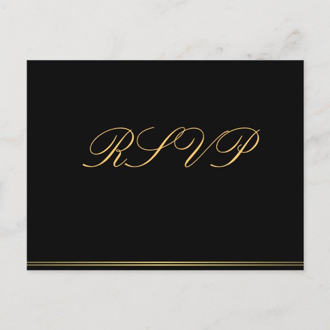 Cartões postais RSVP de Casamento Elegante Dourado (Frente)