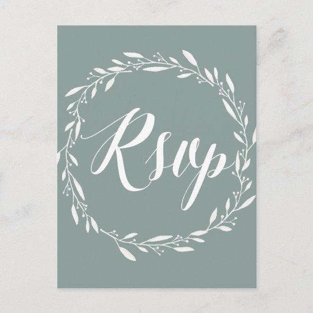 Cartões postais RSVP de Casamento Elegante Sage Wr (Frente)