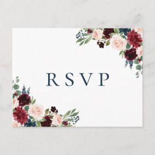 Cartões postais RSVP de Casamento Floral do Marinh