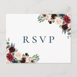 Cartões postais RSVP de Casamento Floral do Marinh