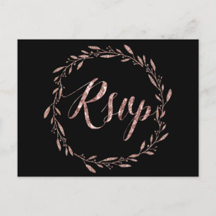 Cartões postais RSVP de Casamento Rosa Gold Foil W