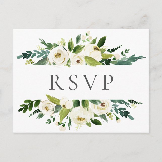 Cartões postais RSVP de Casamento Verde e Verde (Frente)