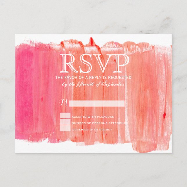 Cartões postais RSVP de Cores d'Água Rosa bonito (Frente)