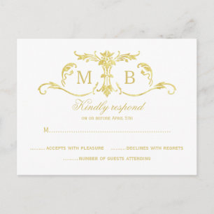 Cartões postais RSVP Dourado Folha de ouro RSVP Co