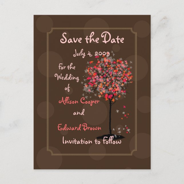Cartões postais Save the Date com fudge de chocola (Frente)