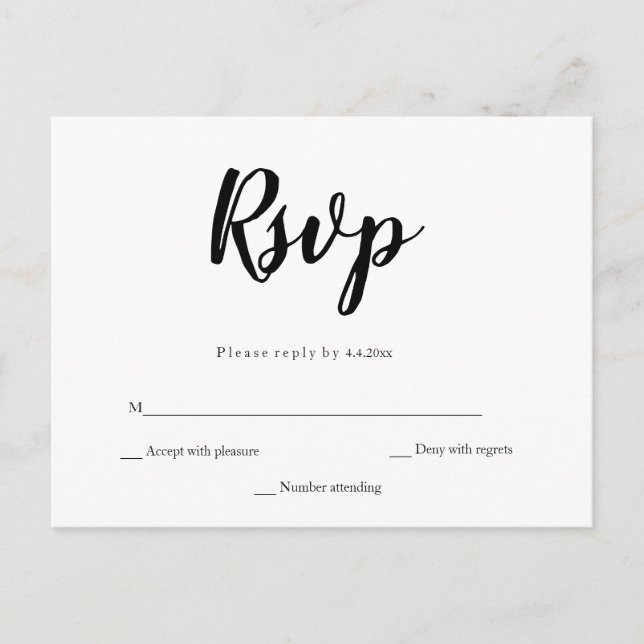 Cartões postais simples de casamento rsvp (Frente)
