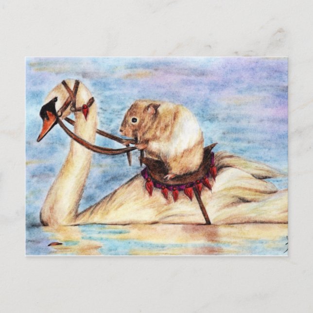 Cartões postais Swan Back Riding (Hamster) (Frente)