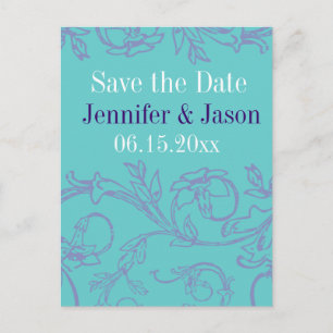 Cartões Postais Vintage Azul Turquesa Roxo para Sa