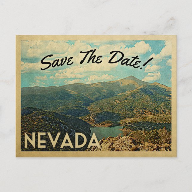 Cartões Postais Vintage Nevada Save The Date (Frente)
