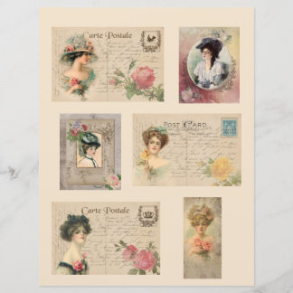 Cartões-postais Vintage Victorian Ladies Scrapbook