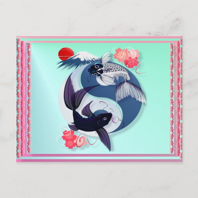 Cartões postais Yin e Yang Koi (Frente)