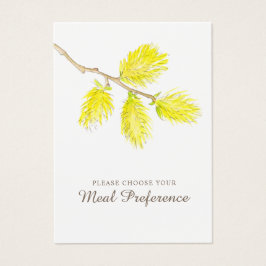 Cartões primavera amarelo de preferência de refeiç