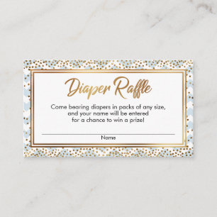 Cartões Raffle Fralda Confetti Blue & White Chevro