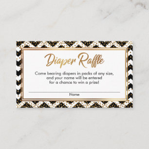 Cartões Raffle Fralda Confetti Chevron Preto e Bra