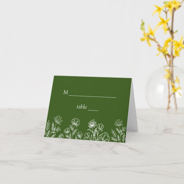Cartões reservados para o casamento floral verde (Flor Amarela)