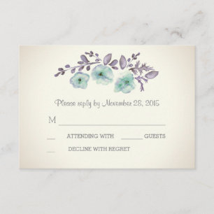 Cartões românticos das flores RSVP da aguarela d