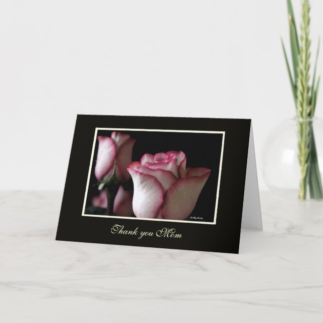 Cartões Rosa Agradecimento Mãe (Frente)