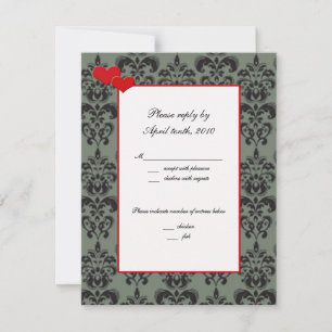 Cartões RSVP Correspondentes Damask Red Trim and H