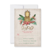 Cartões RSVP de ananás tropicais
