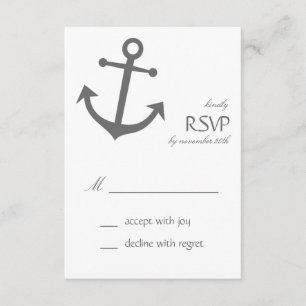 Cartões RSVP de Âncora de Barcos Náuticos (Cinza E