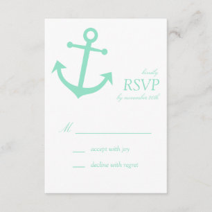Cartões RSVP de Âncora de Barcos Náuticos (Verde P