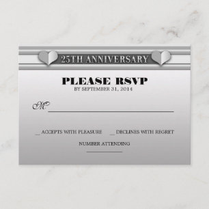 cartões RSVP de aniversário de casamento de prata