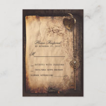 Cartões RSVP de bloqueio cardíaco e casamento vint